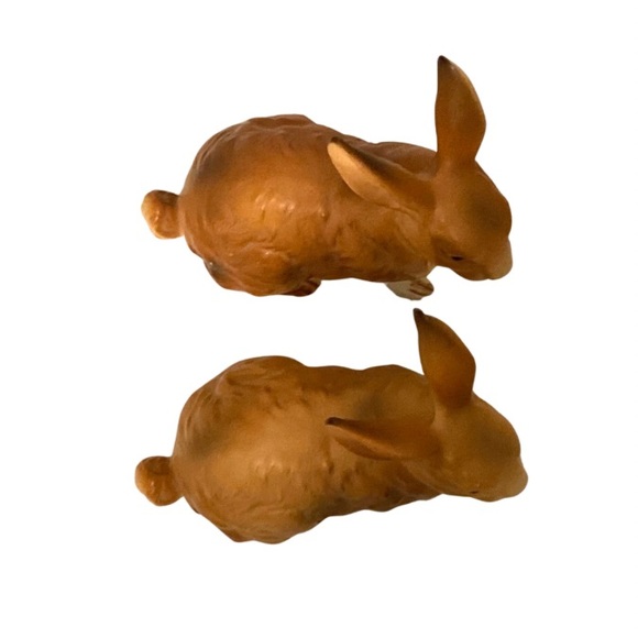 Mid century Lefton brown ceramic rabbit figurines. Perfect for Easter decor! - Picture 5 of 5